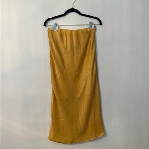 FORGOTTEN GRACE Satin Bias Midi Skirt In Paris Mustard